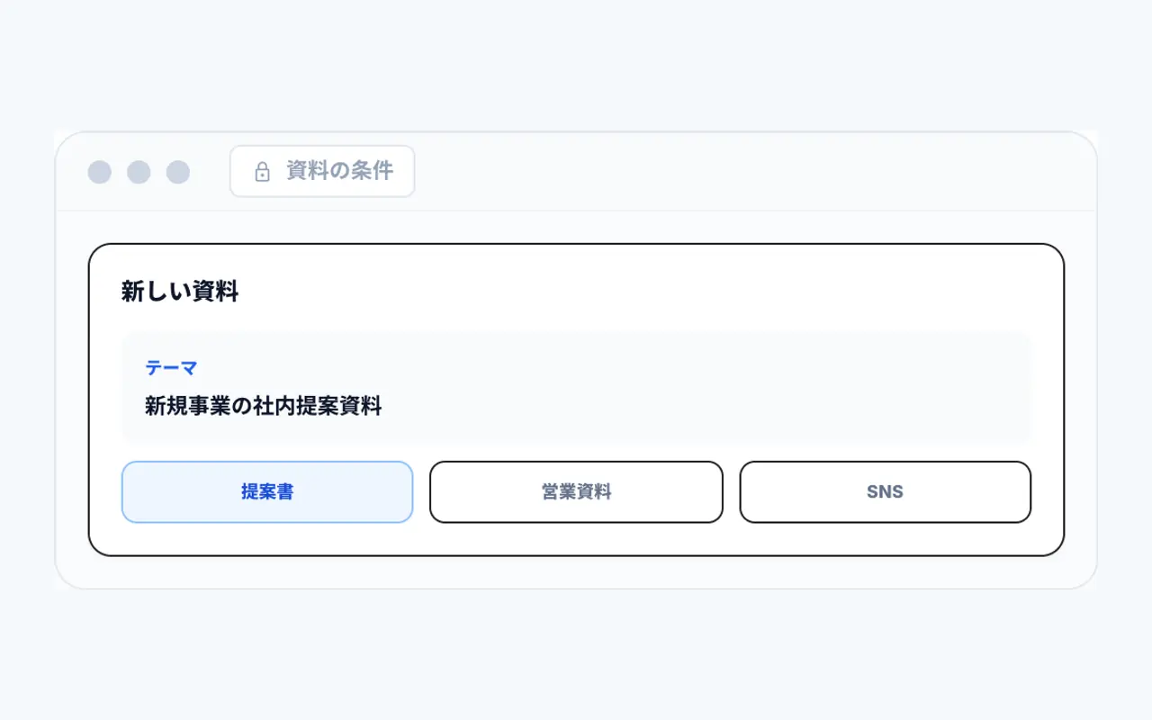 テーマと用途を入れるの操作イメージ