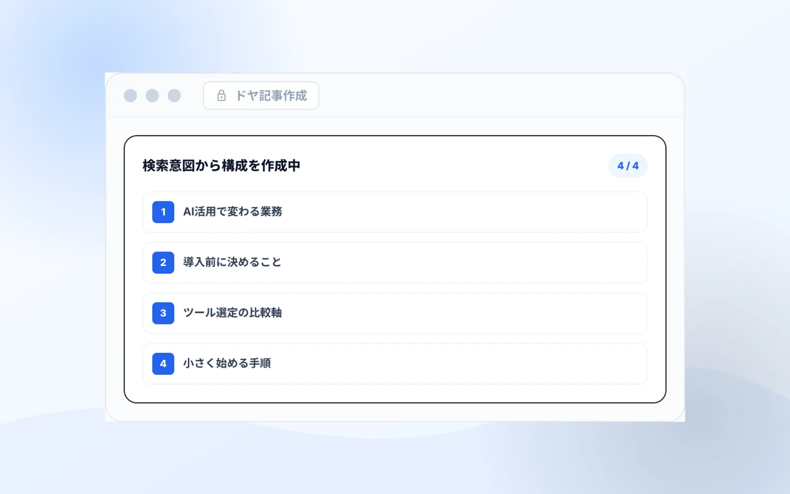 ドヤ記事作成の記事生成画面