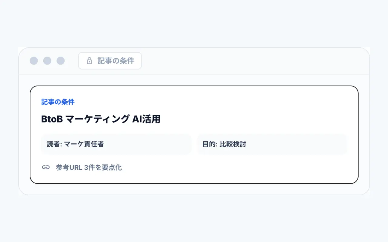 キーワードと参考URLを入れるの操作イメージ